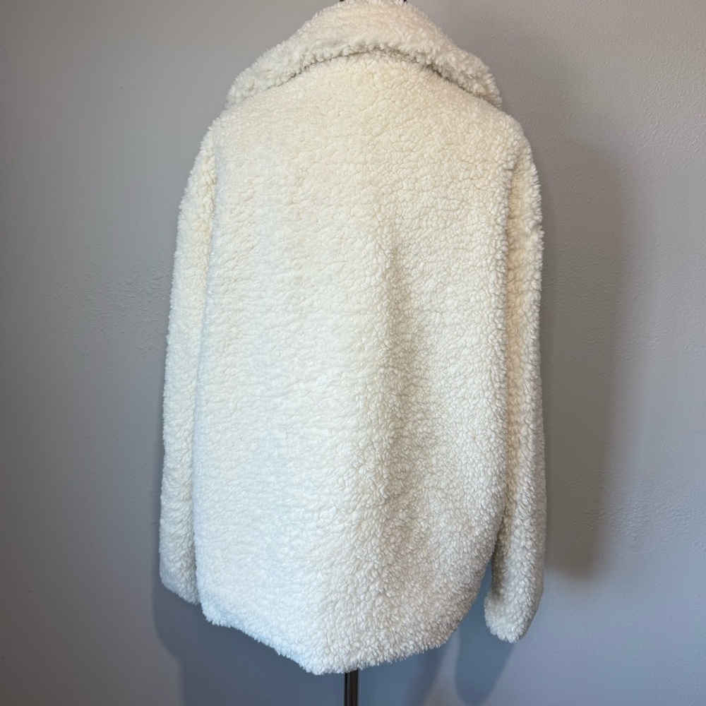 Women's Cream Sherpa Teddy Jacket - Picture 4 of 8